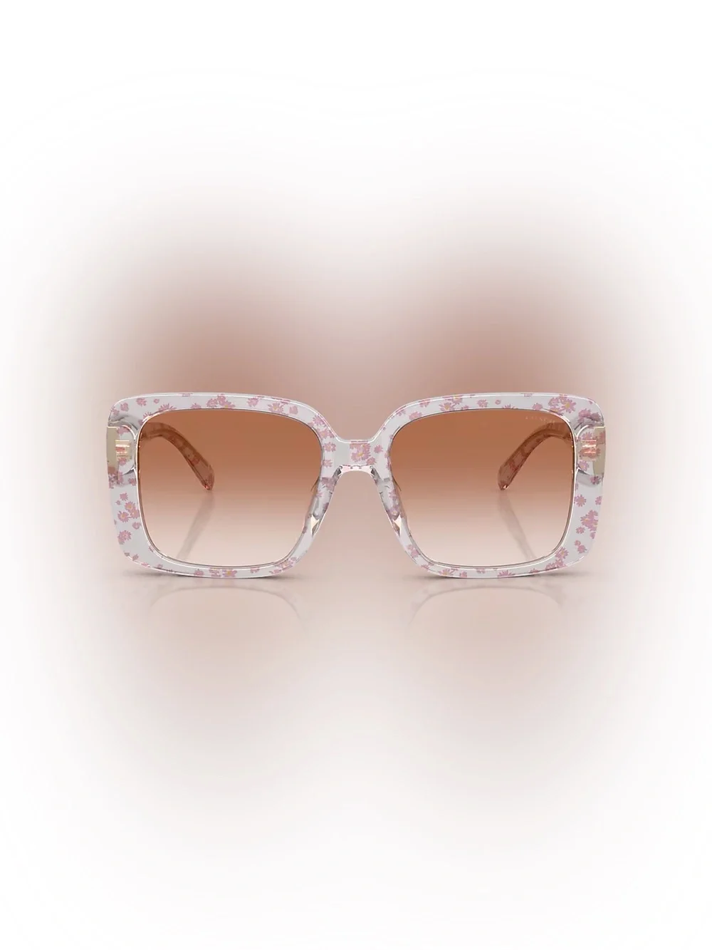 Coach Pink Floral Square Sunglasses with Brown Gradient Lenses